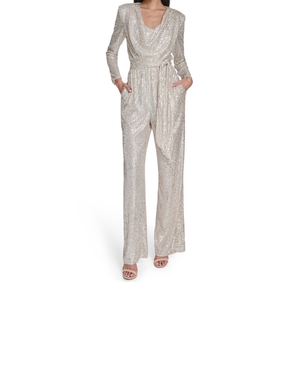 Eliza J Women's Long-Sleeve Social-Sequin Jumpsuit